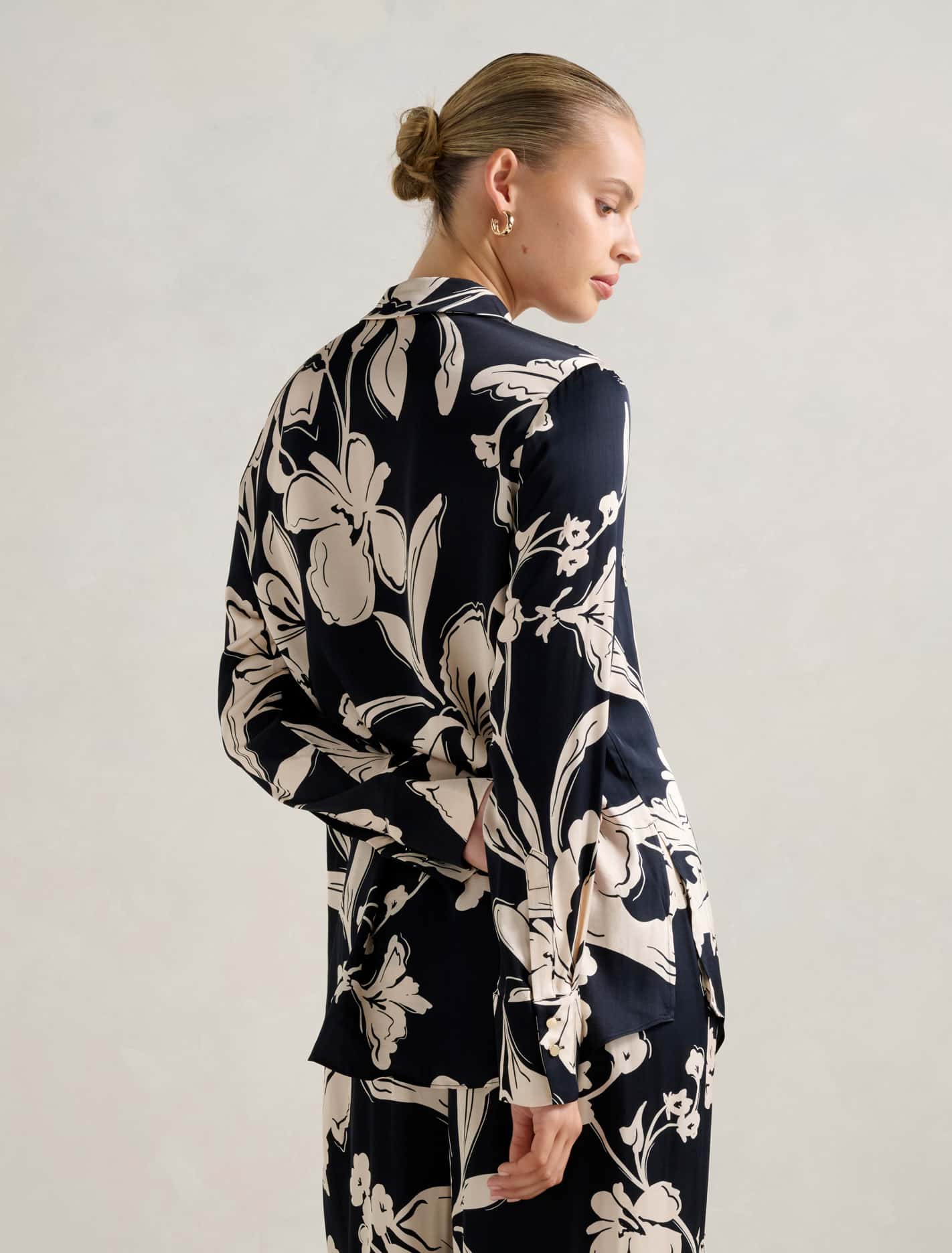 Lila Longline Printed Satin Shirt Forever New