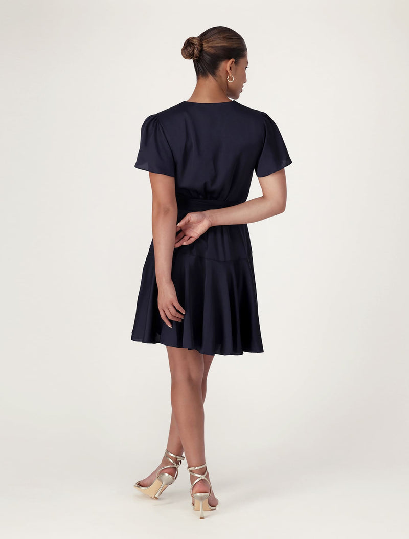 Madeline Flutter Sleeve Satin Mini Dress Forever New