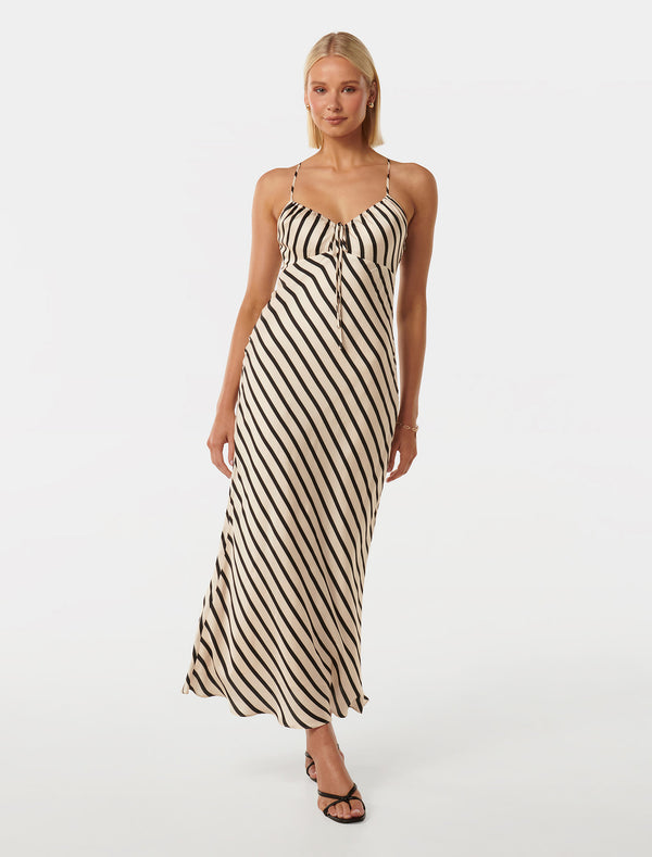 Abby Satin Stripe Midi Dress Forever New