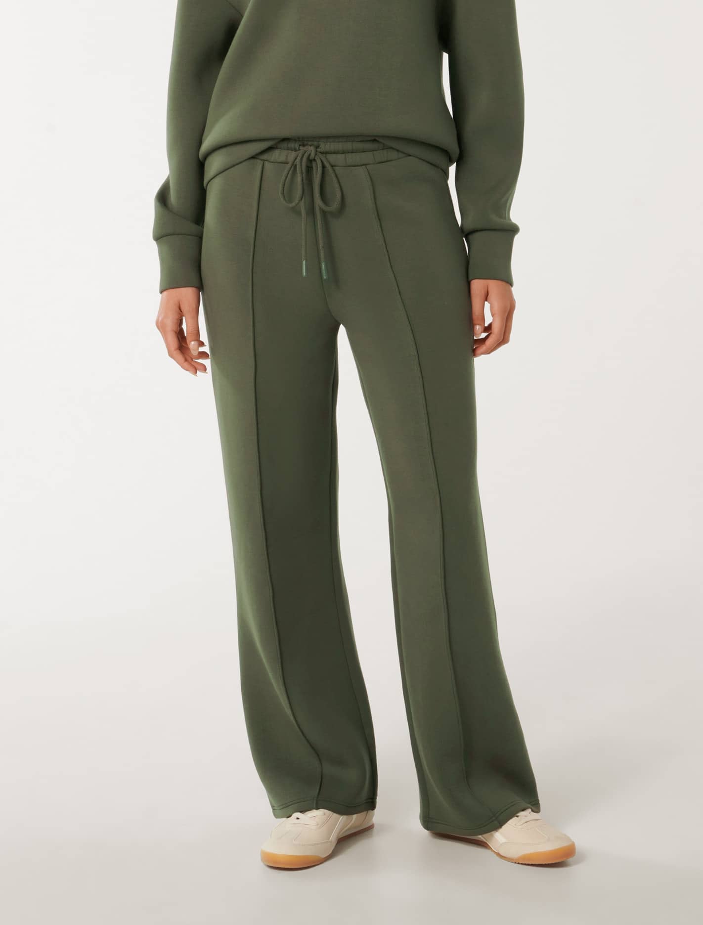 Tiana Wide Leg Track Pants Olive Green Forever New