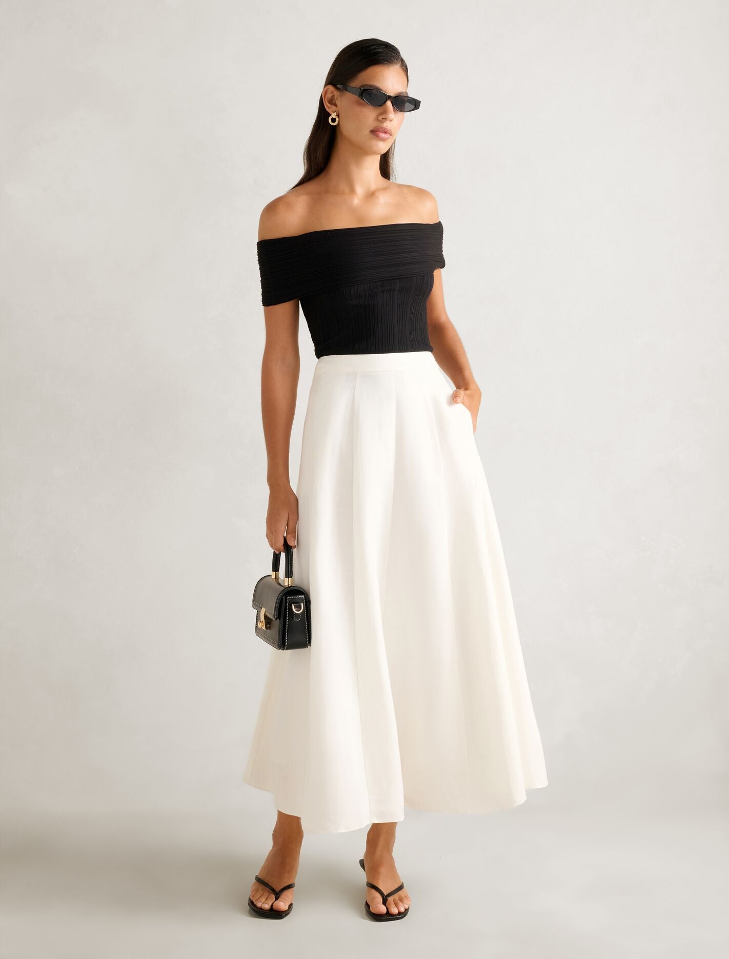 Georgina Linen Blend Midi Skirt Forever New