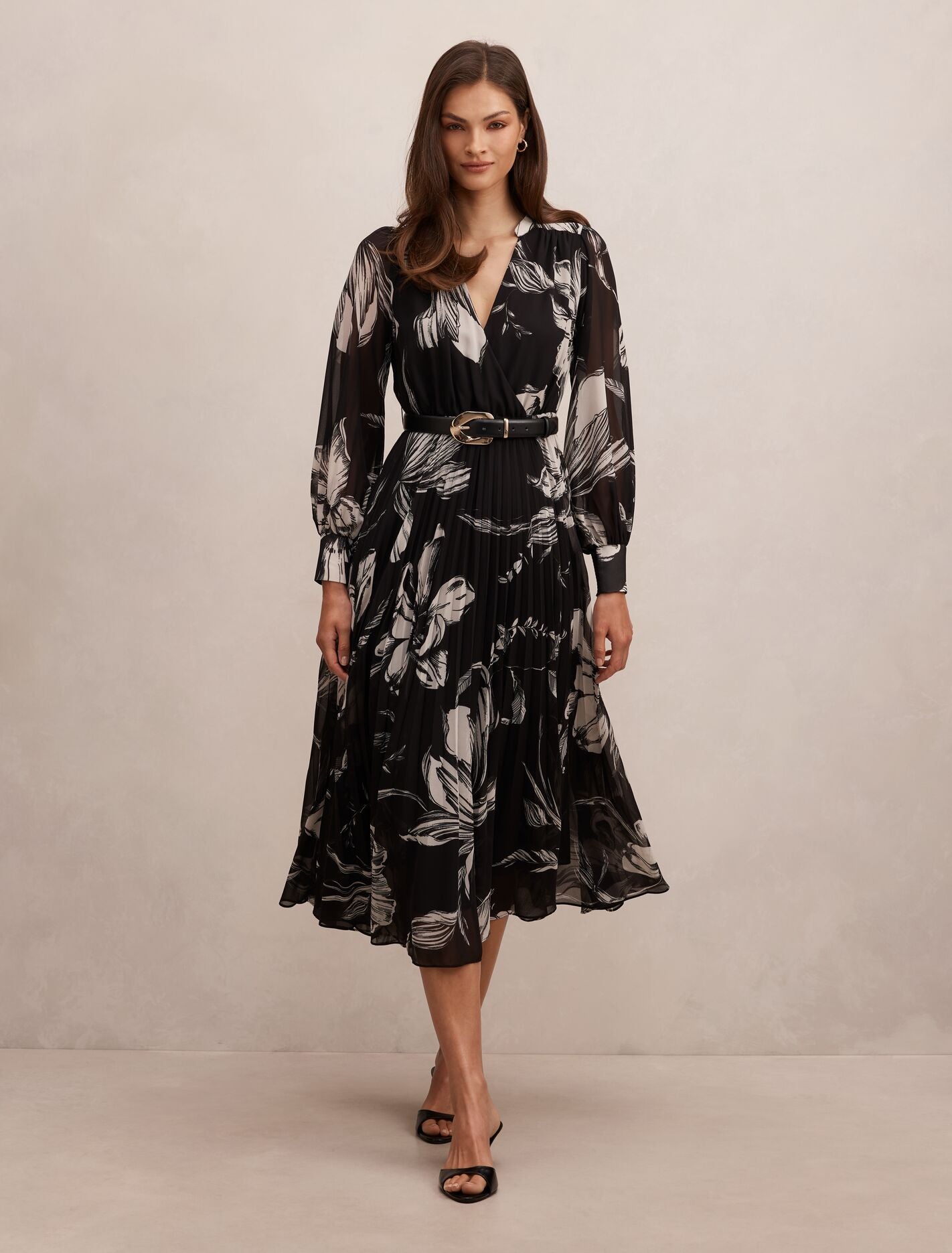 Saskia Pleat Wrap Midi Dress Dark Lula Floral | Forever New