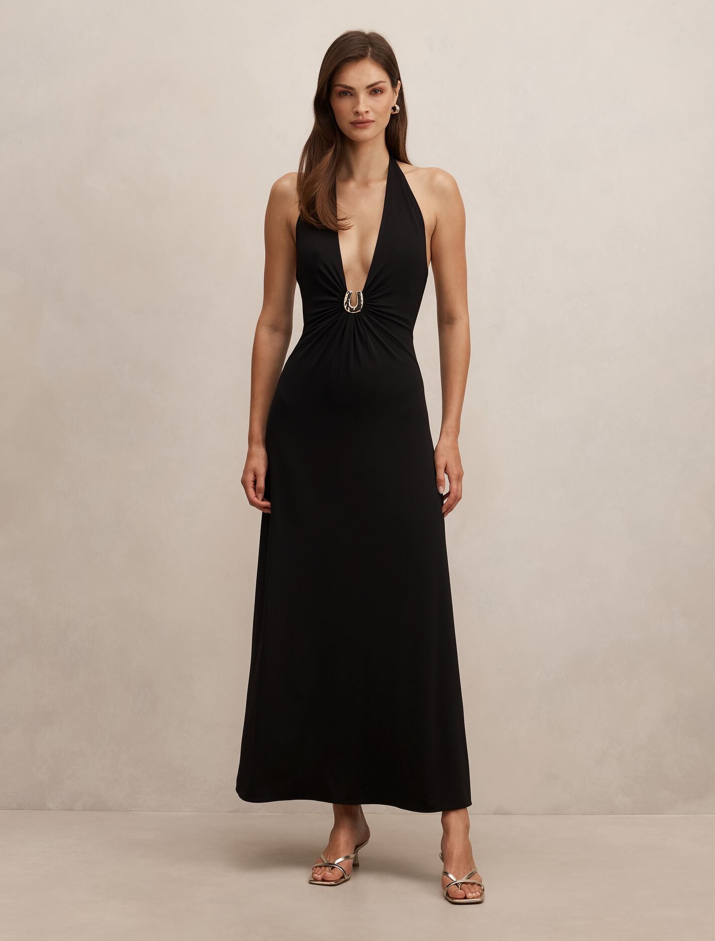 behati mini dress black Behati Jersey Halter Midi Dress Black