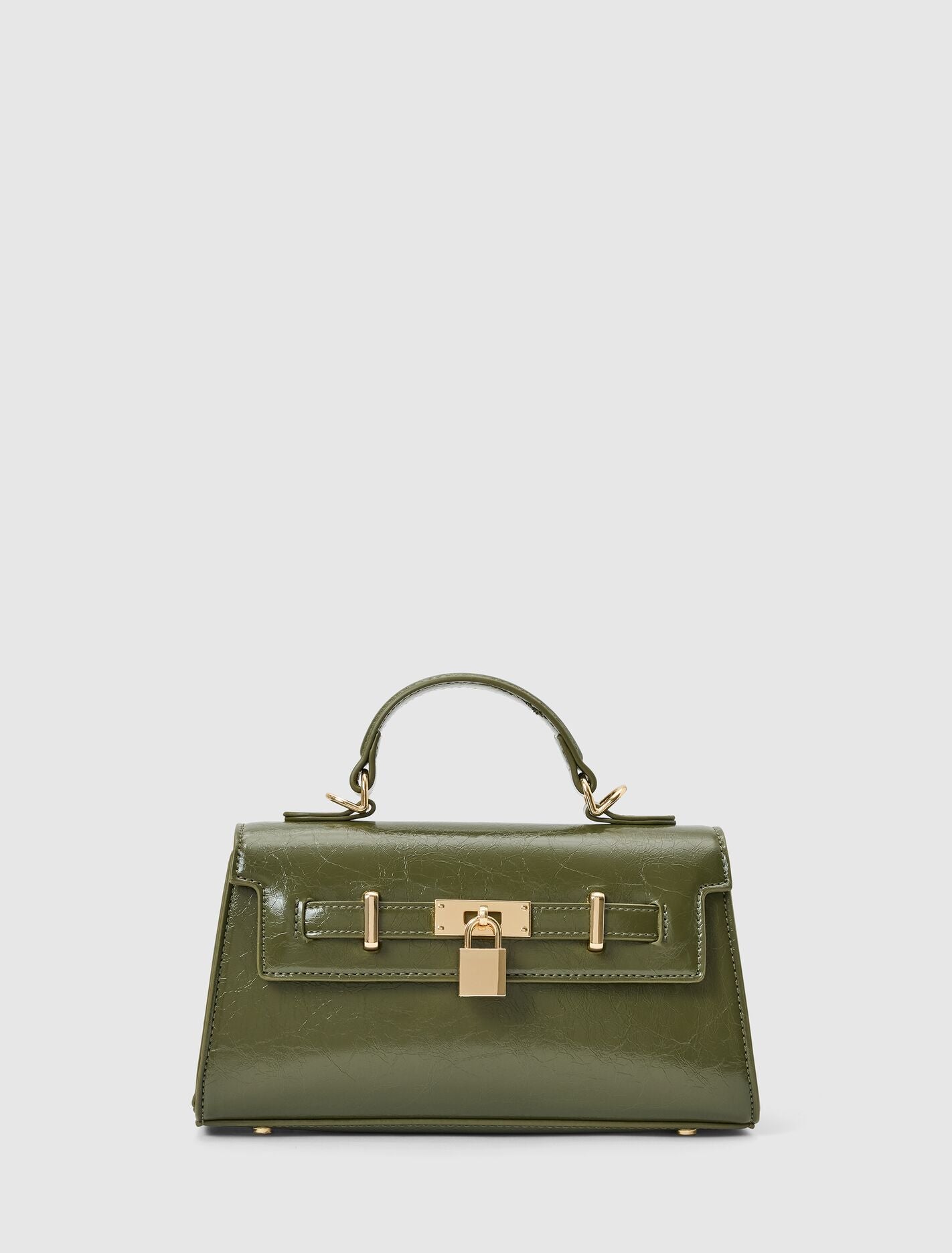 Liana Lock Detail Top Handle Bag Olive | Forever New
