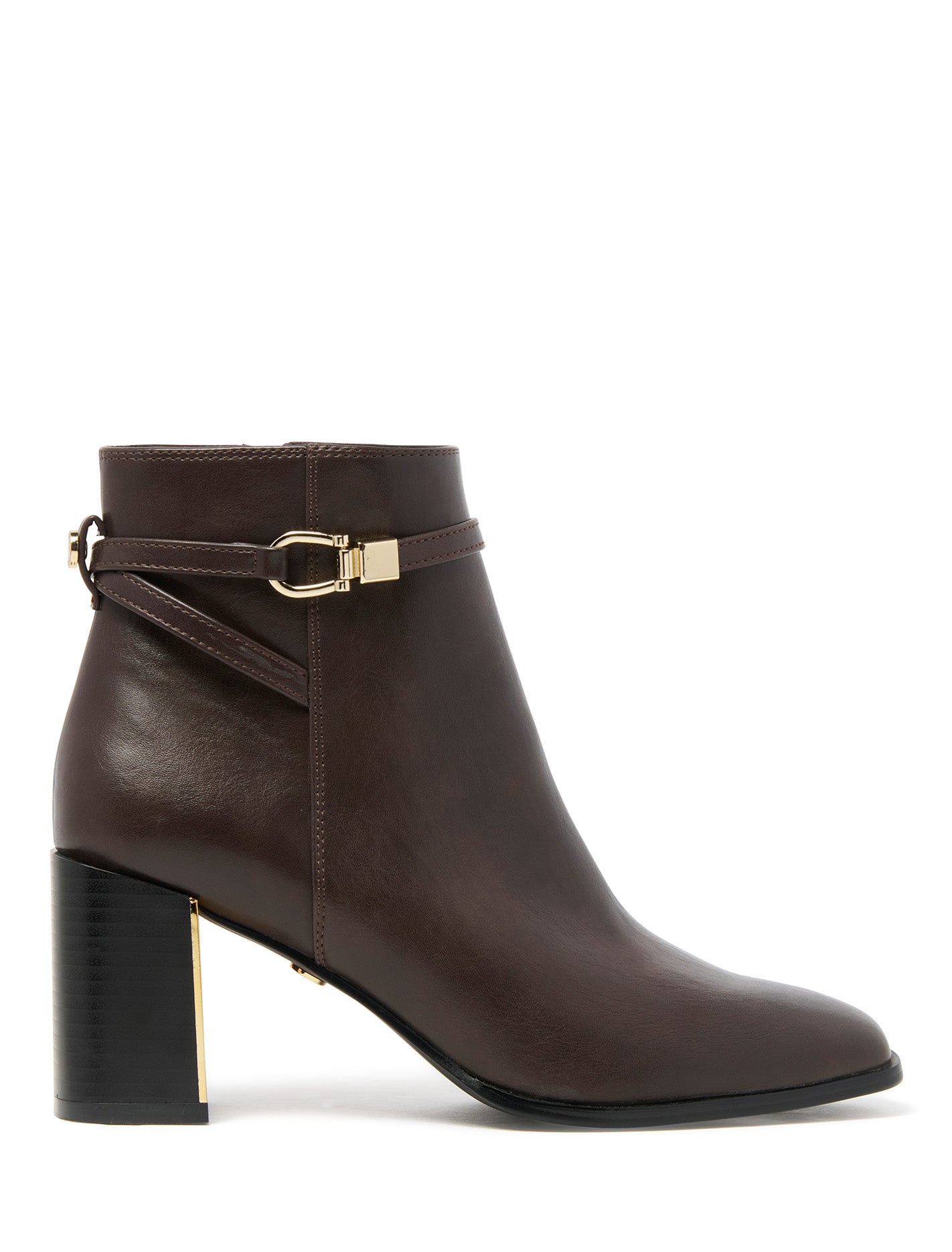 Sadie Strapping Trim Block Heel Ankle Boot Chocolate Brown Forever New
