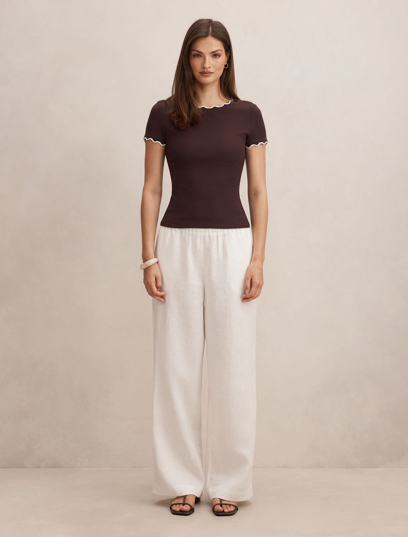 Rebecca Scallop Trim T-shirt Forever New