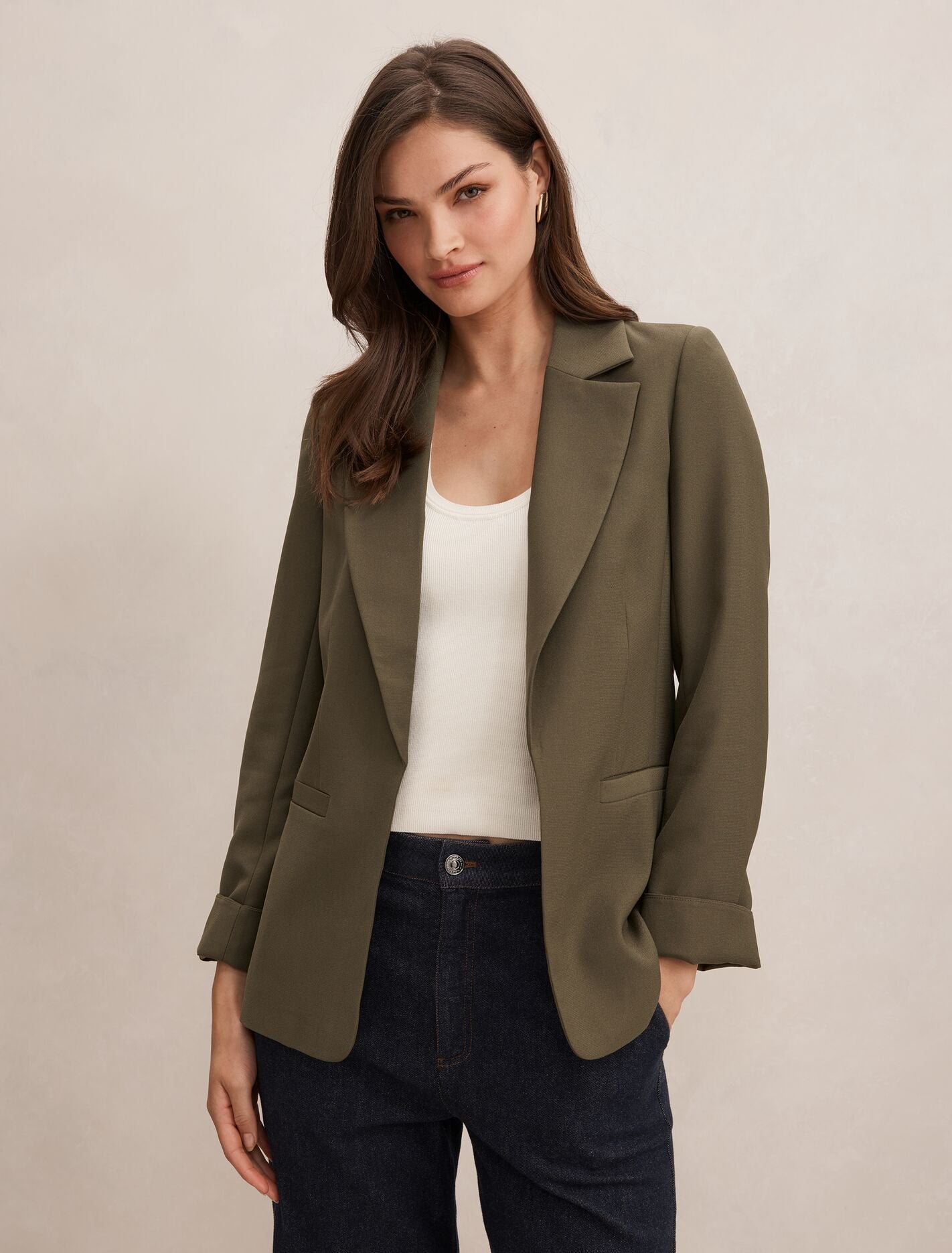 Dylan Boyfriend Blazer Khaki Forever New