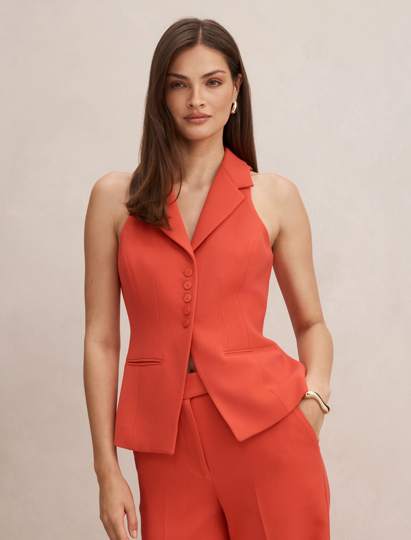 Noelle Halter Waistcoat Candy Red Suit Forever New
