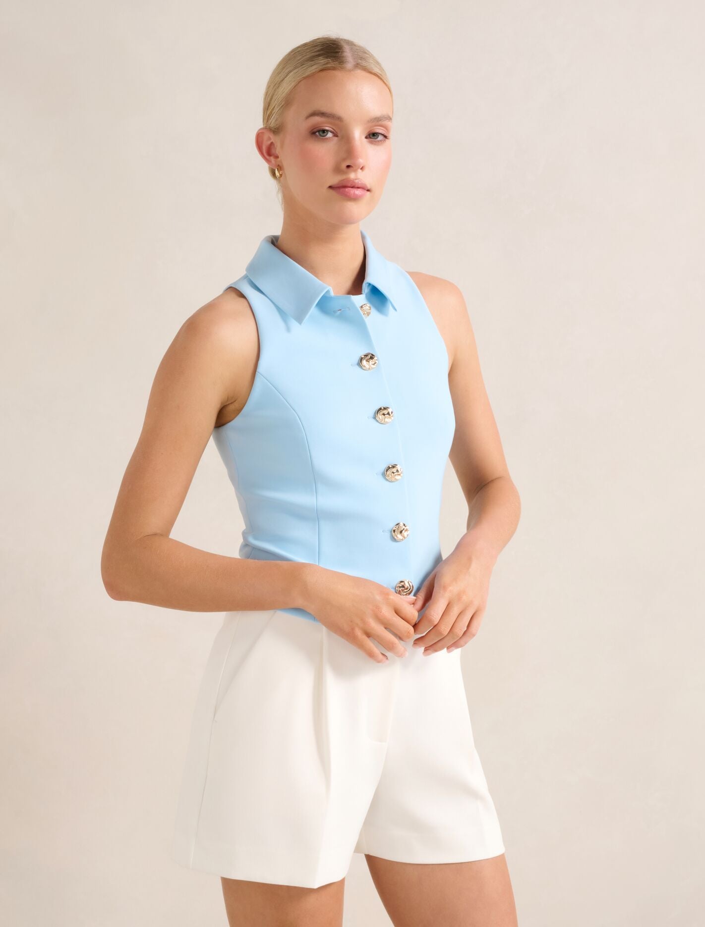 Tilly Button Detail Halter Top