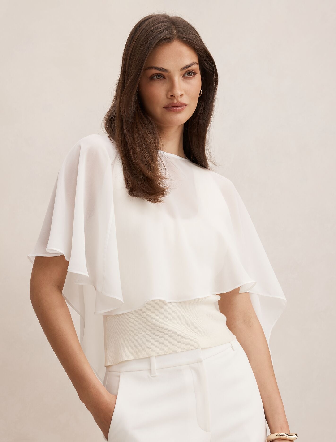 Aria Asymmetrical Chiffon Cape Forever New