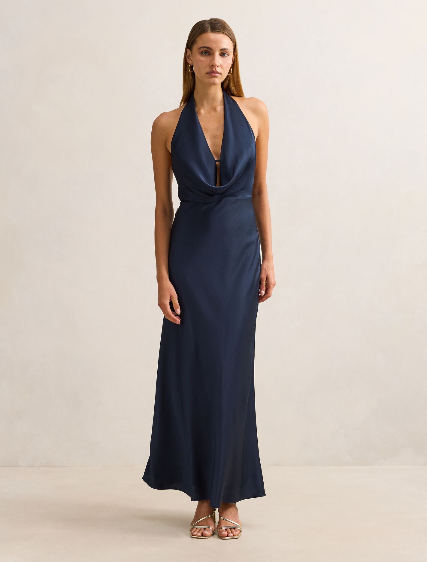 Becca Cowl Halter Satin Dress Becca Cowl Halter Satin Dress