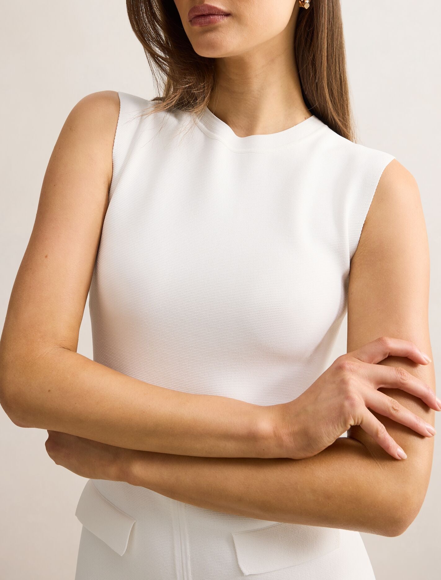 Chloe Extended Shoulder Knit Midi Dress Forever New