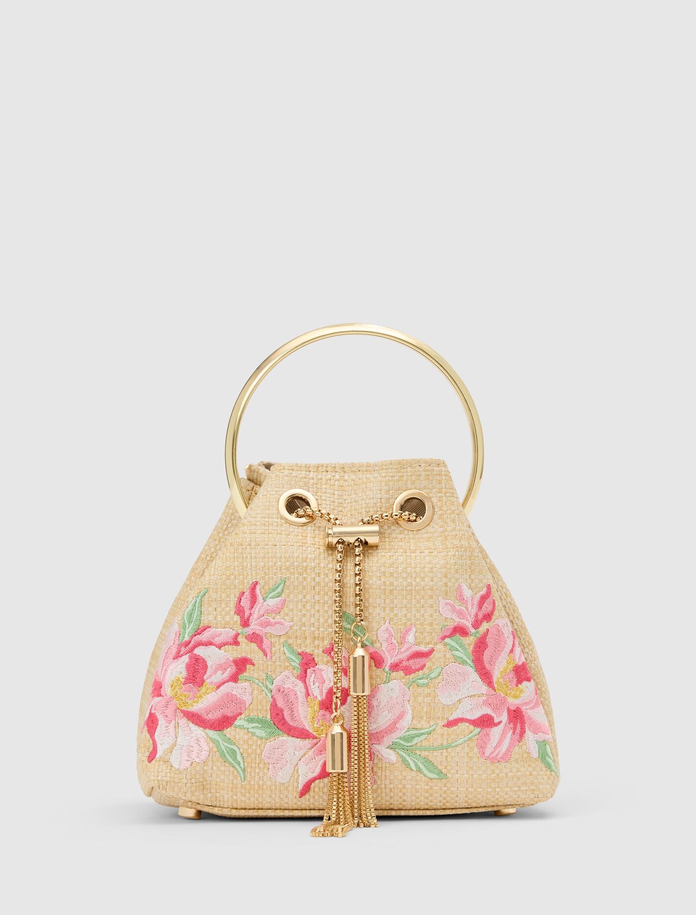 Tallulah Flower Metal Handle Clutch 0 Weave Pink Forever New