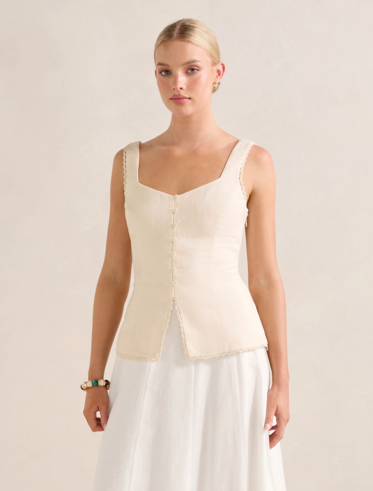 Cinzia Trim Detail Top Ivory Forever New