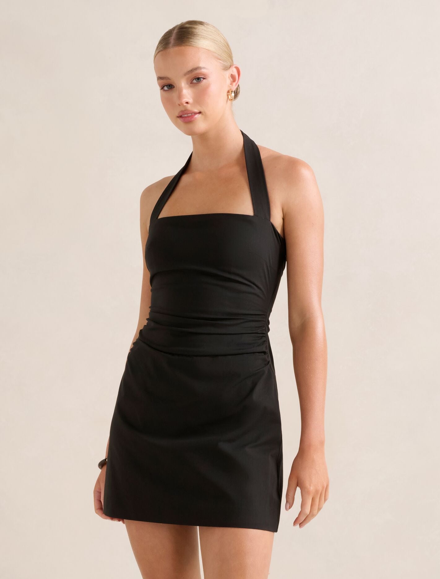 Imogen Stretch Cotton Halter Mini Dress