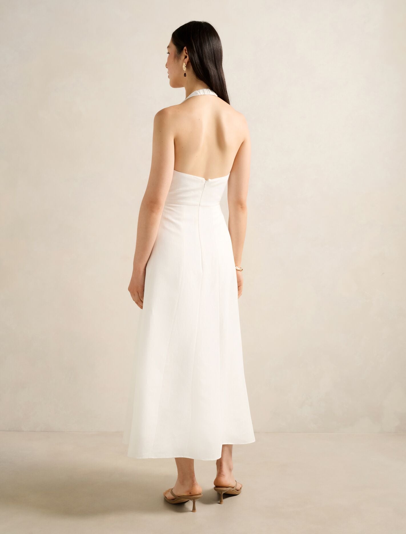 Angie Hardware Halter Linen Midi Dress Forever New