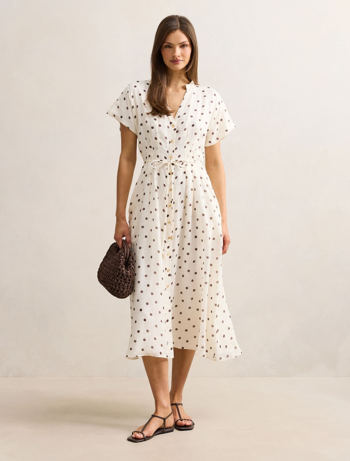 Jemma Shirt Midi Dress Cream Edmond Spot | Forever New Jemma Shirt Midi Dress Cream Edmond Spot | Forever New