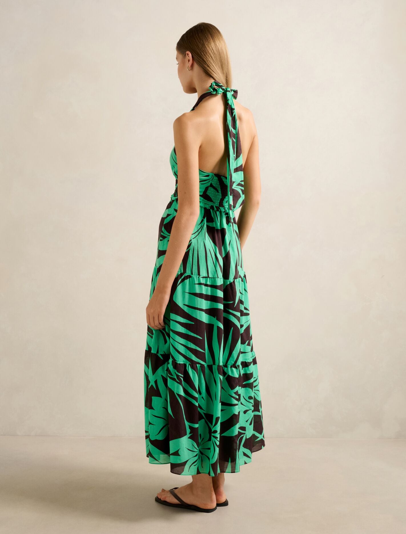 Gabrielle Shirred Halter Midi Dress