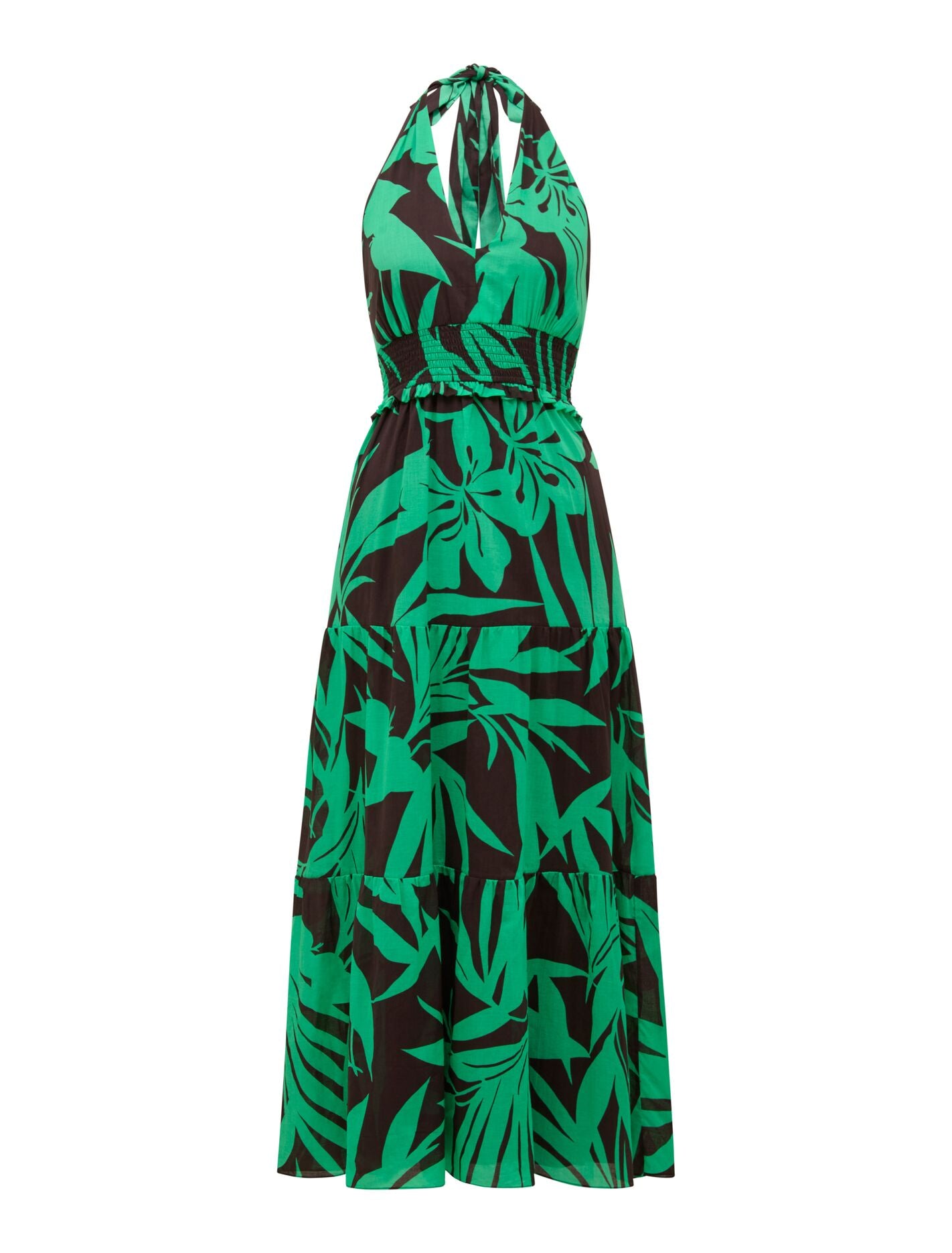 Gabrielle Shirred Halter Midi Dress