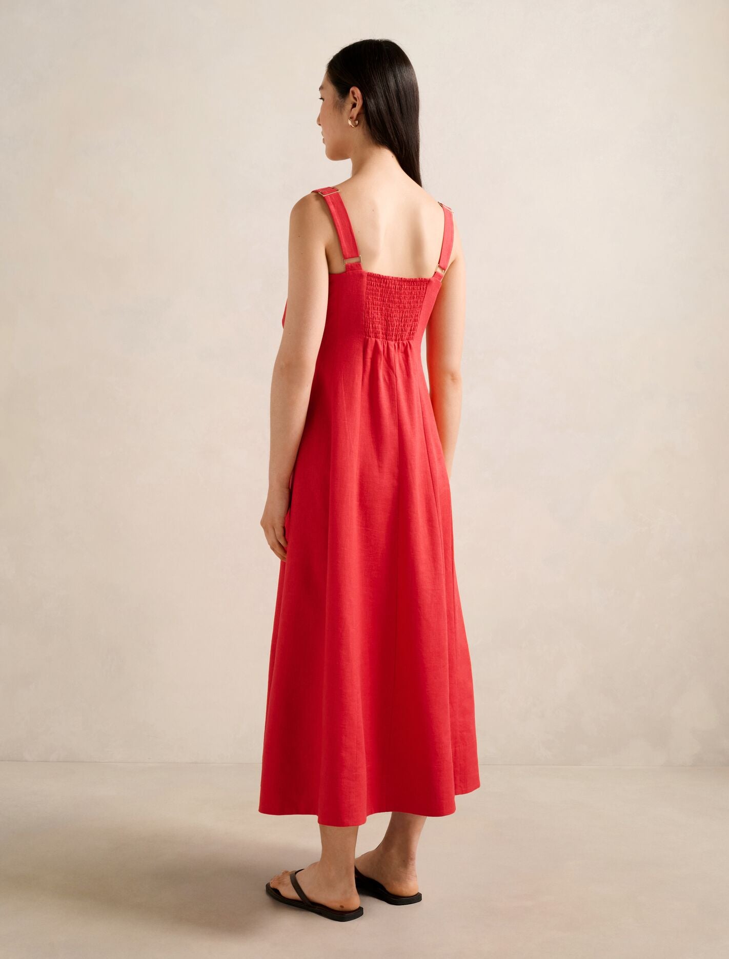 Kara Tie Front Linen Midi Dress Forever New