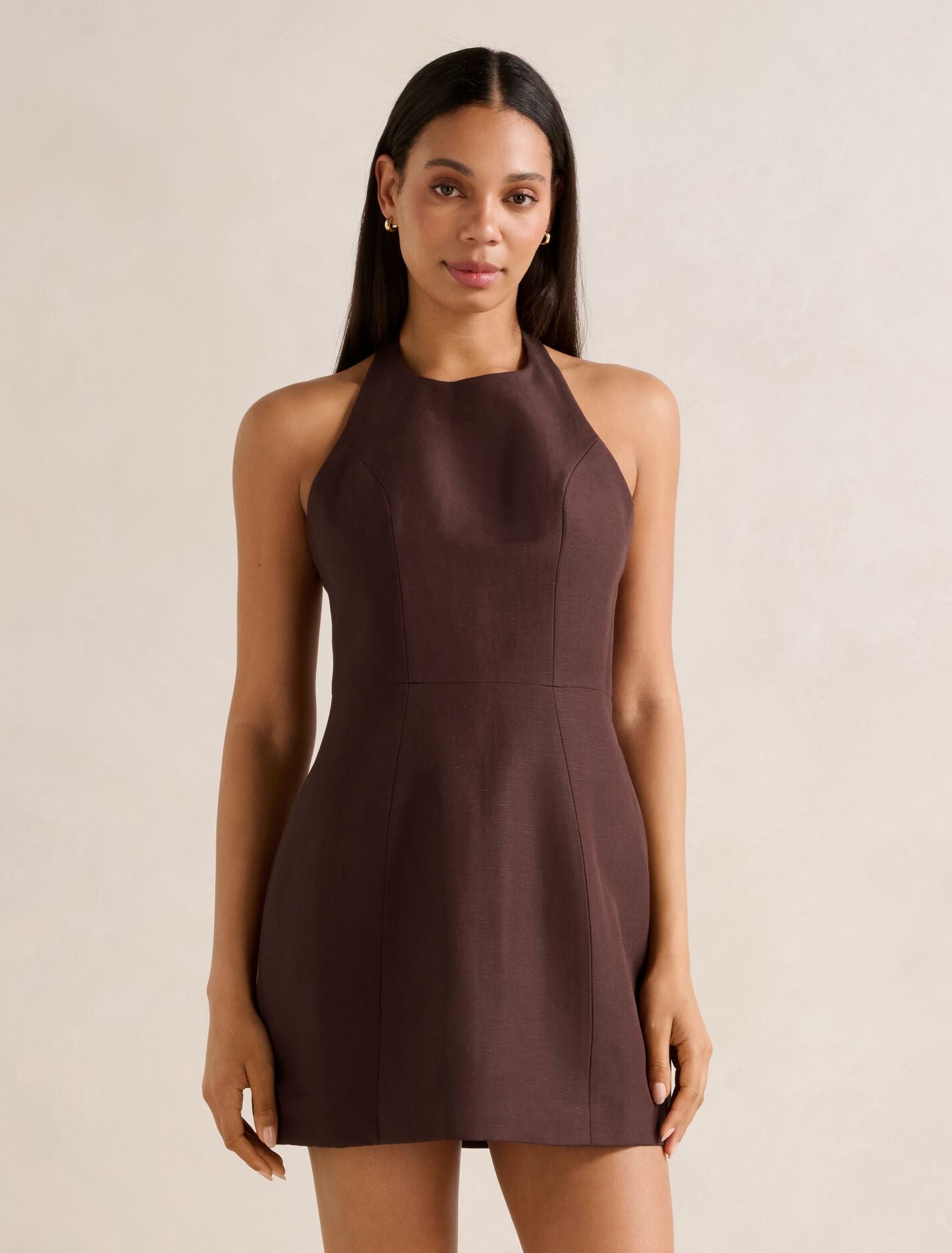 Corinna Halter Mini Dress Chocolate Forever New