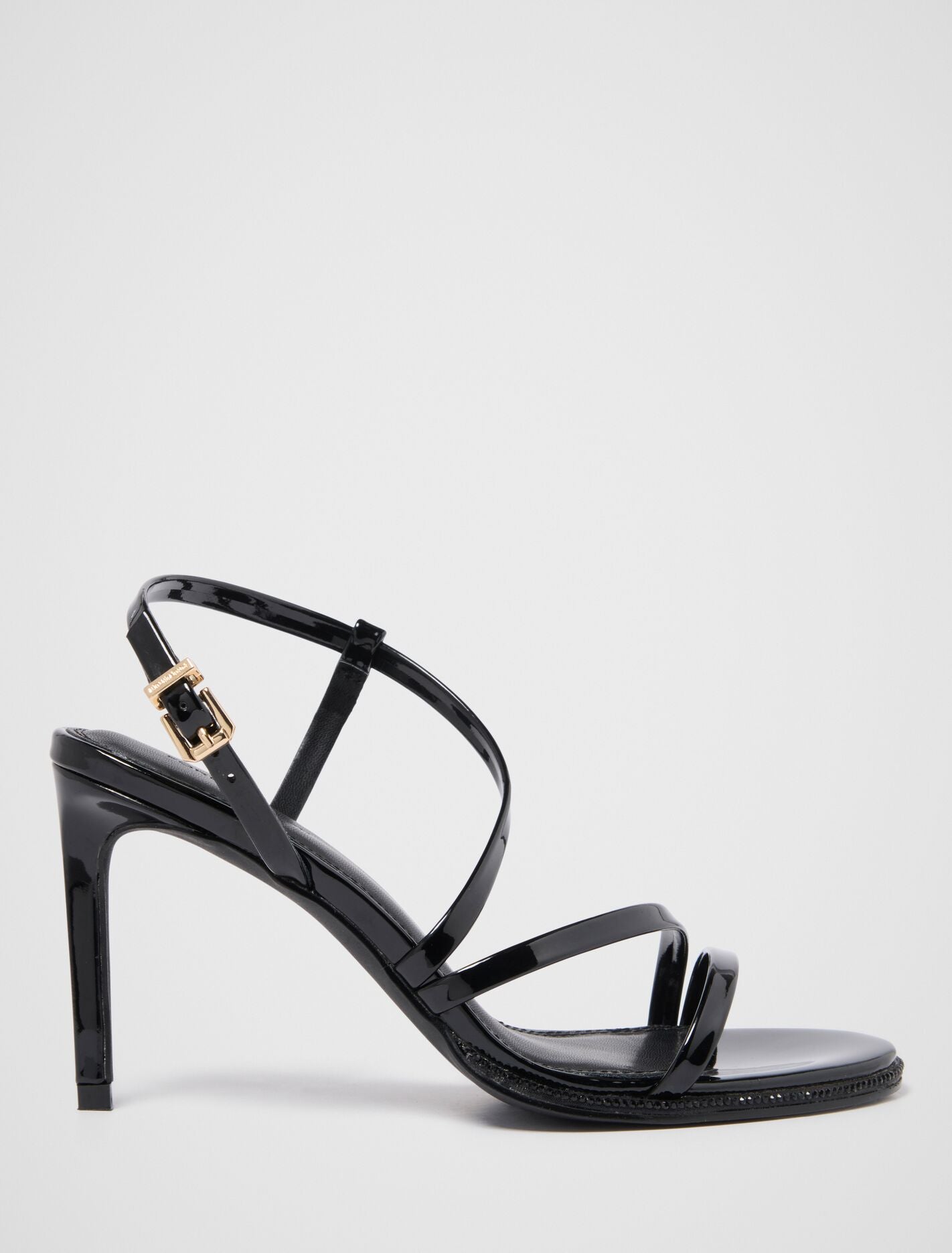 Portia Pm Asymmetrical Sandal Heel Black | Forever New