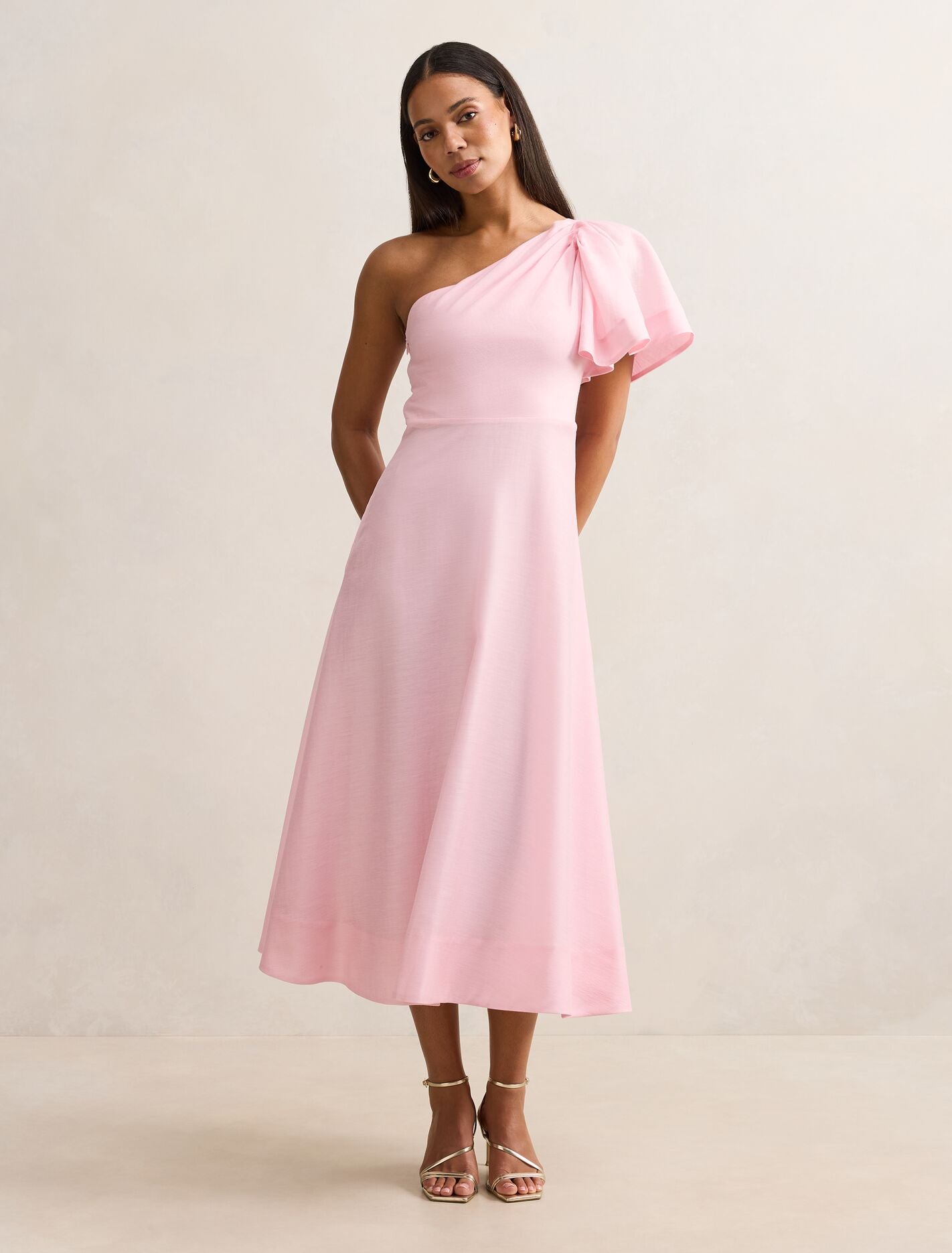 Mattea One Shoulder Midi Dress Pretty Pink Forever New