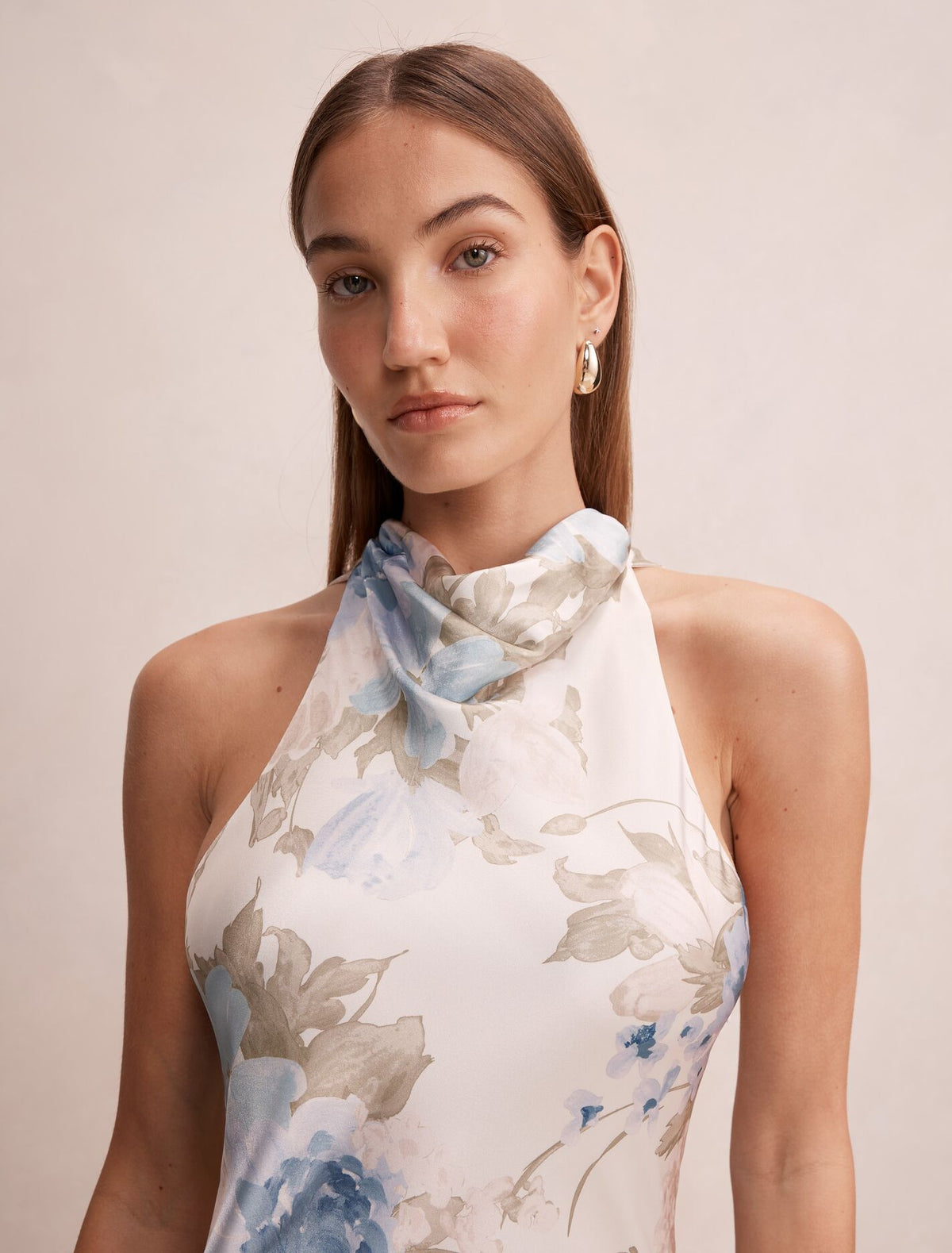 Clementine High Neck Satin Maxi Dress