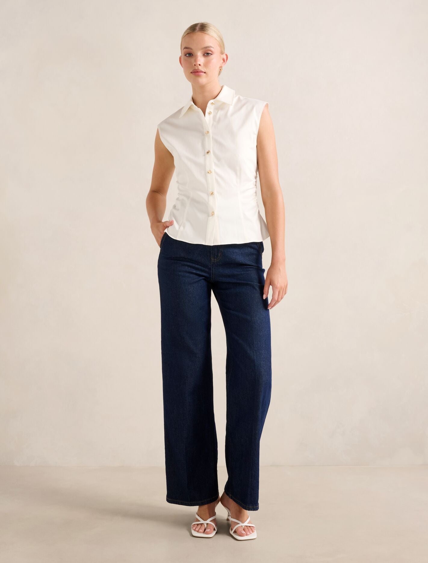 Nova Ruched Collared Top Forever New