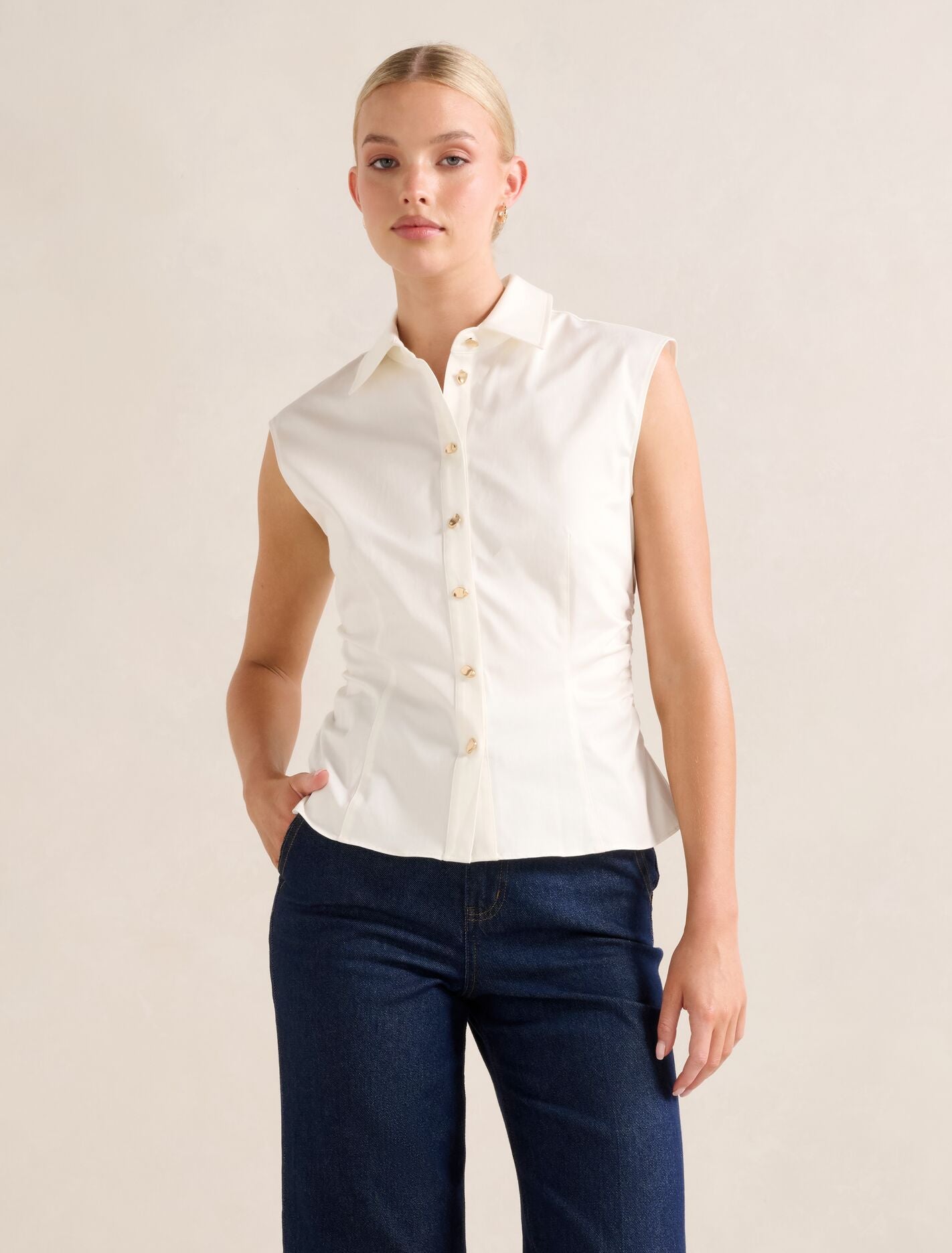 Nova Ruched Collared Top Forever New