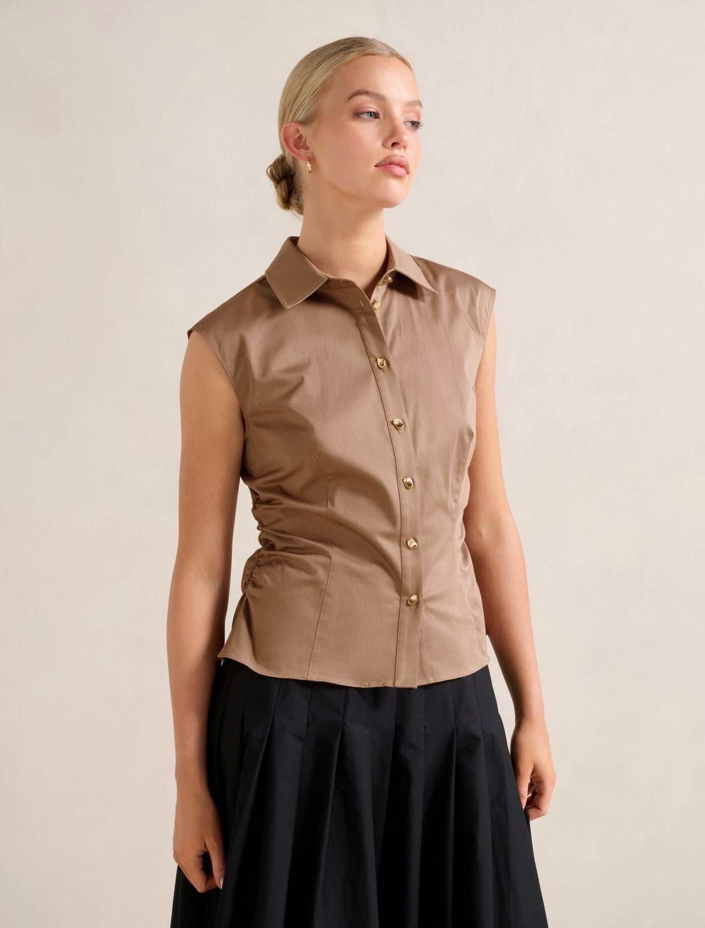Nova Ruched Collared Top Forever New