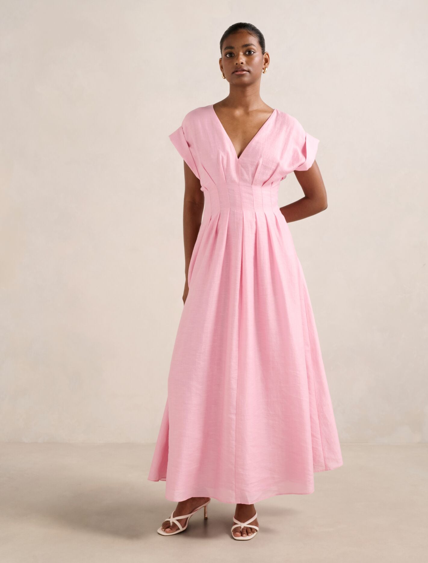 Alessandra Petite Tucked Midi Dress Orchid Pink Forever New