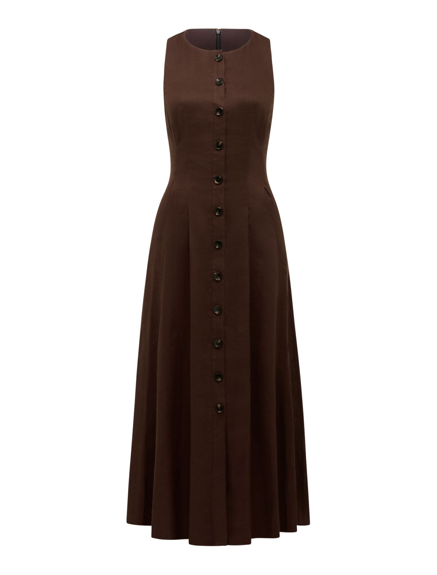 Pia Button Front Linen Midi Dress