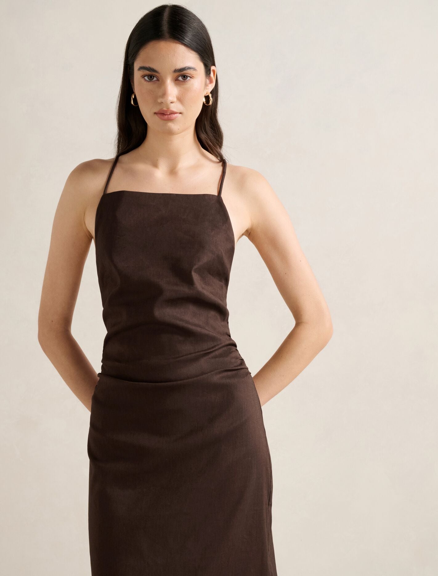 Stella Stretch Linen Midi Dress Forever New