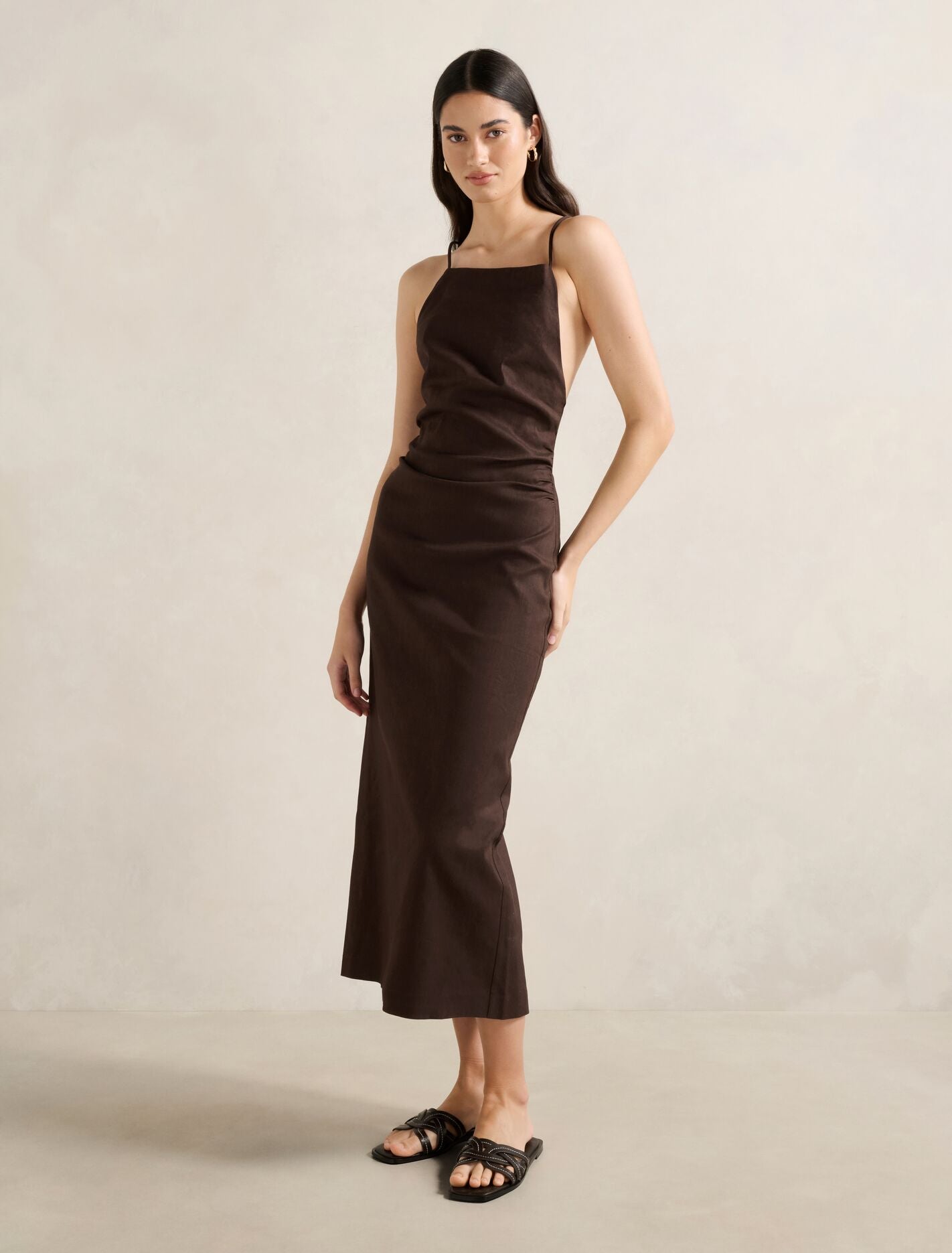 Stella Stretch Linen Midi Dress Forever New