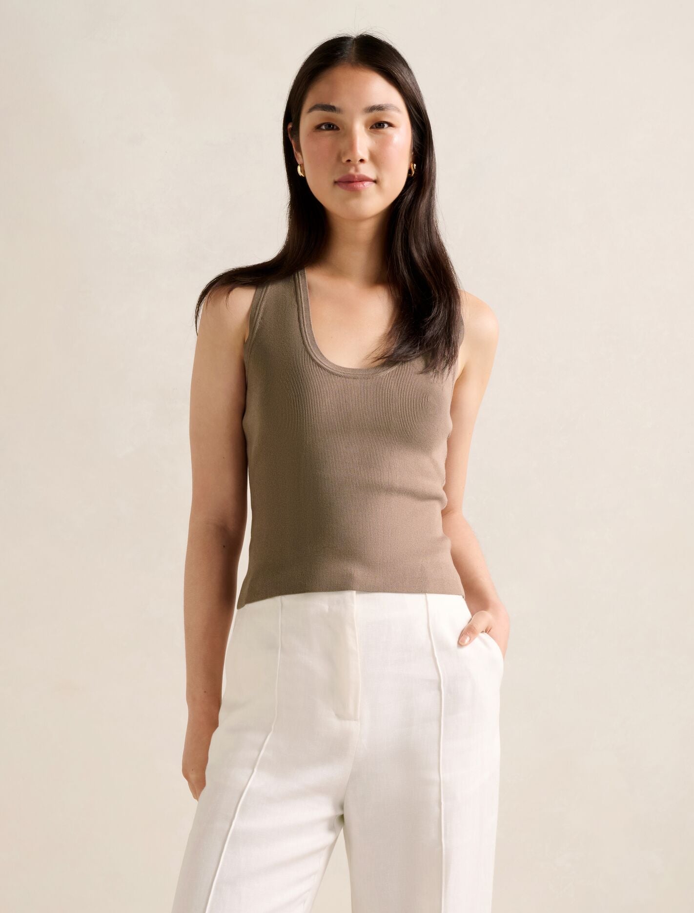 トップス Ron Herman Scallop Coller Sleeveless Top V Neck Collared Sleeveless Top - Buy Fashion Wholesale in The UK