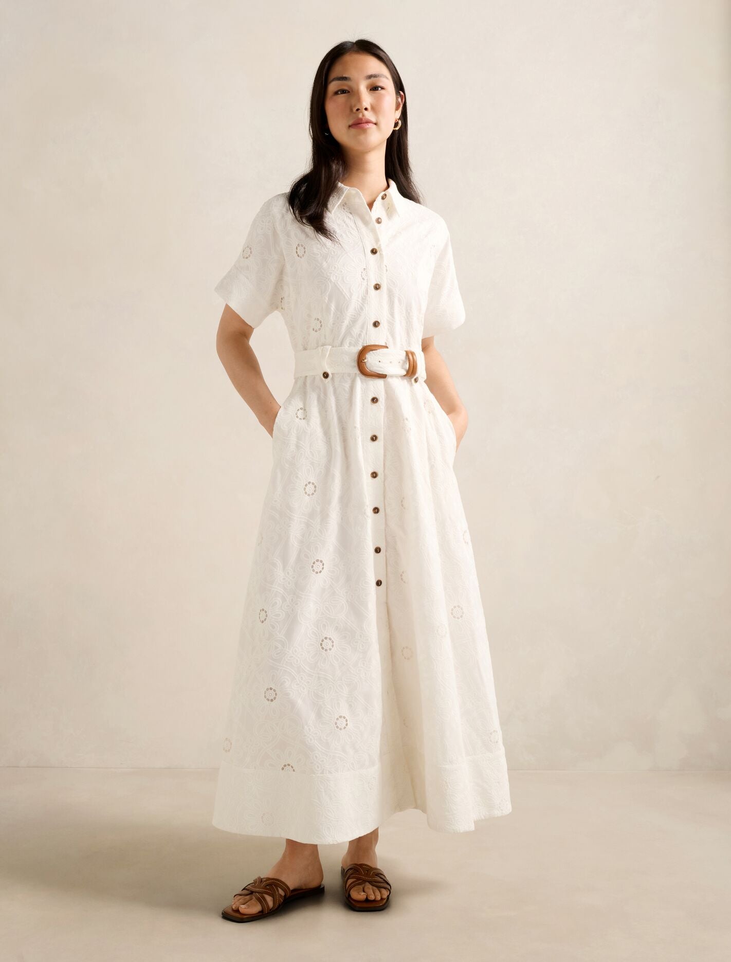 Valeria Broderie Midi Dress Porcelain Forever New