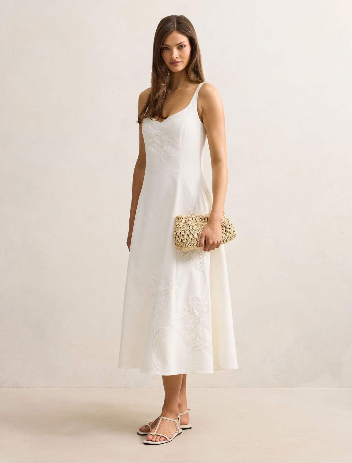 Carla Embroidery Sequin Midi Dress Forever New