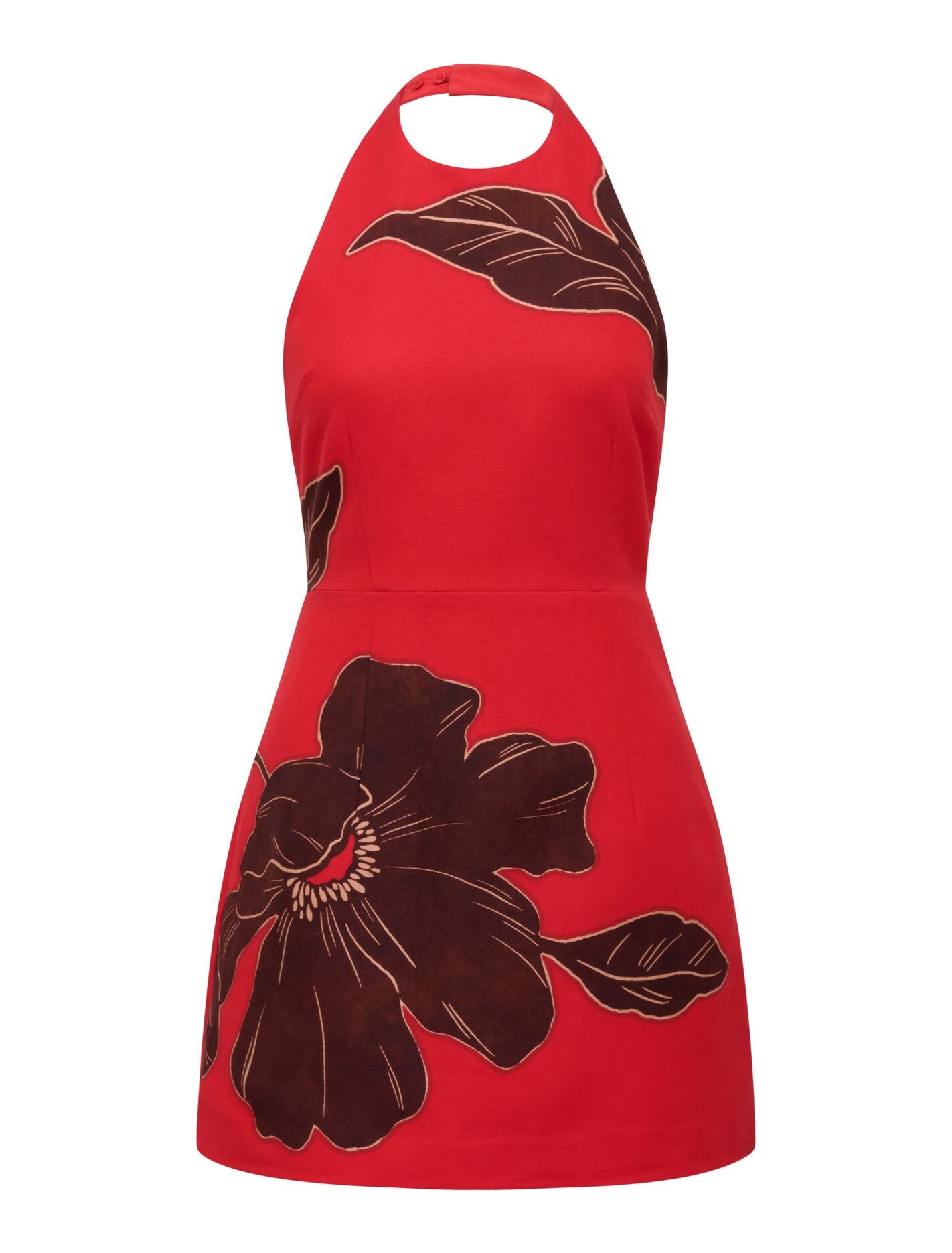 Corinna Printed Linen Halter Mini Dress Forever New