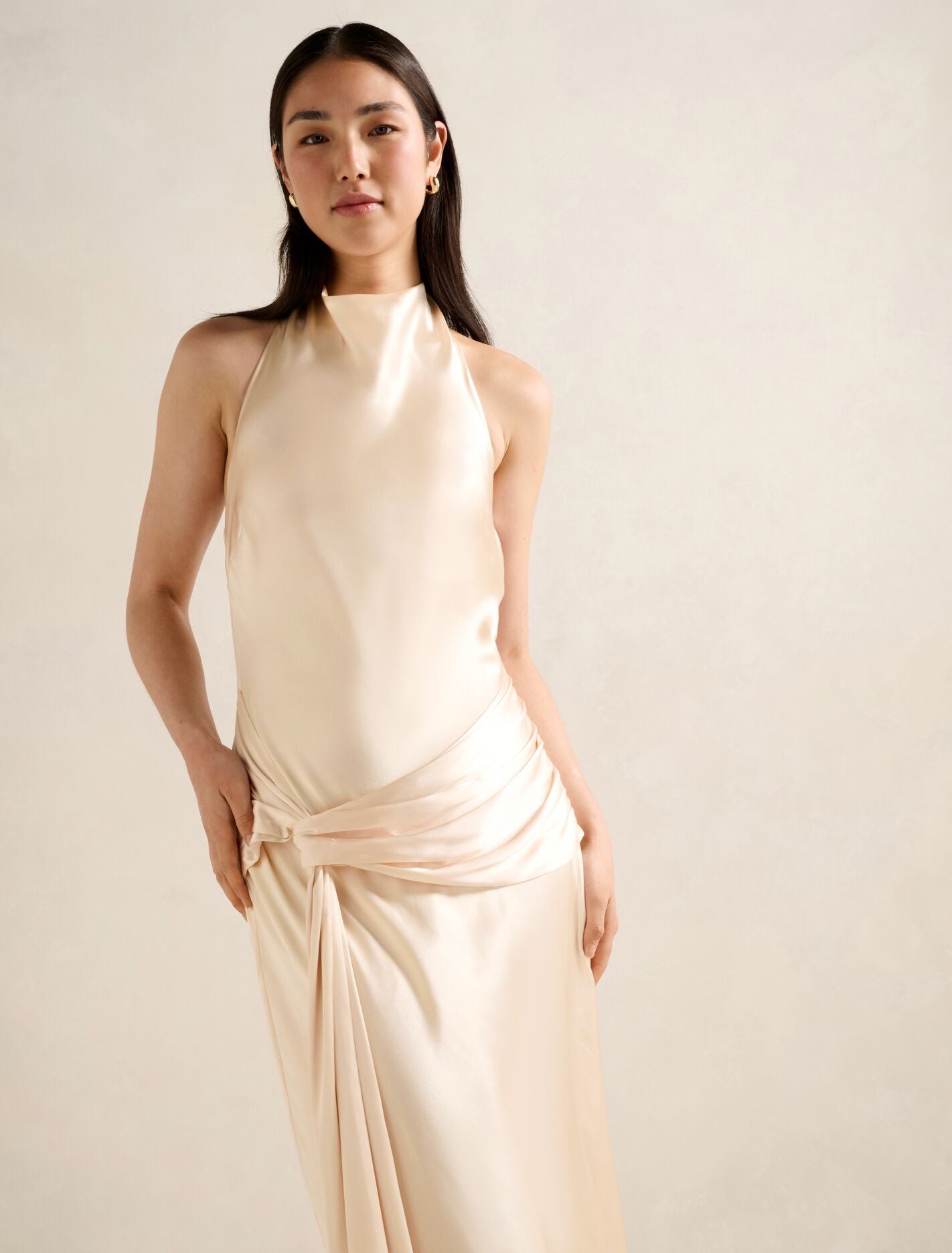 Abby Halter Satin Maxi Dress