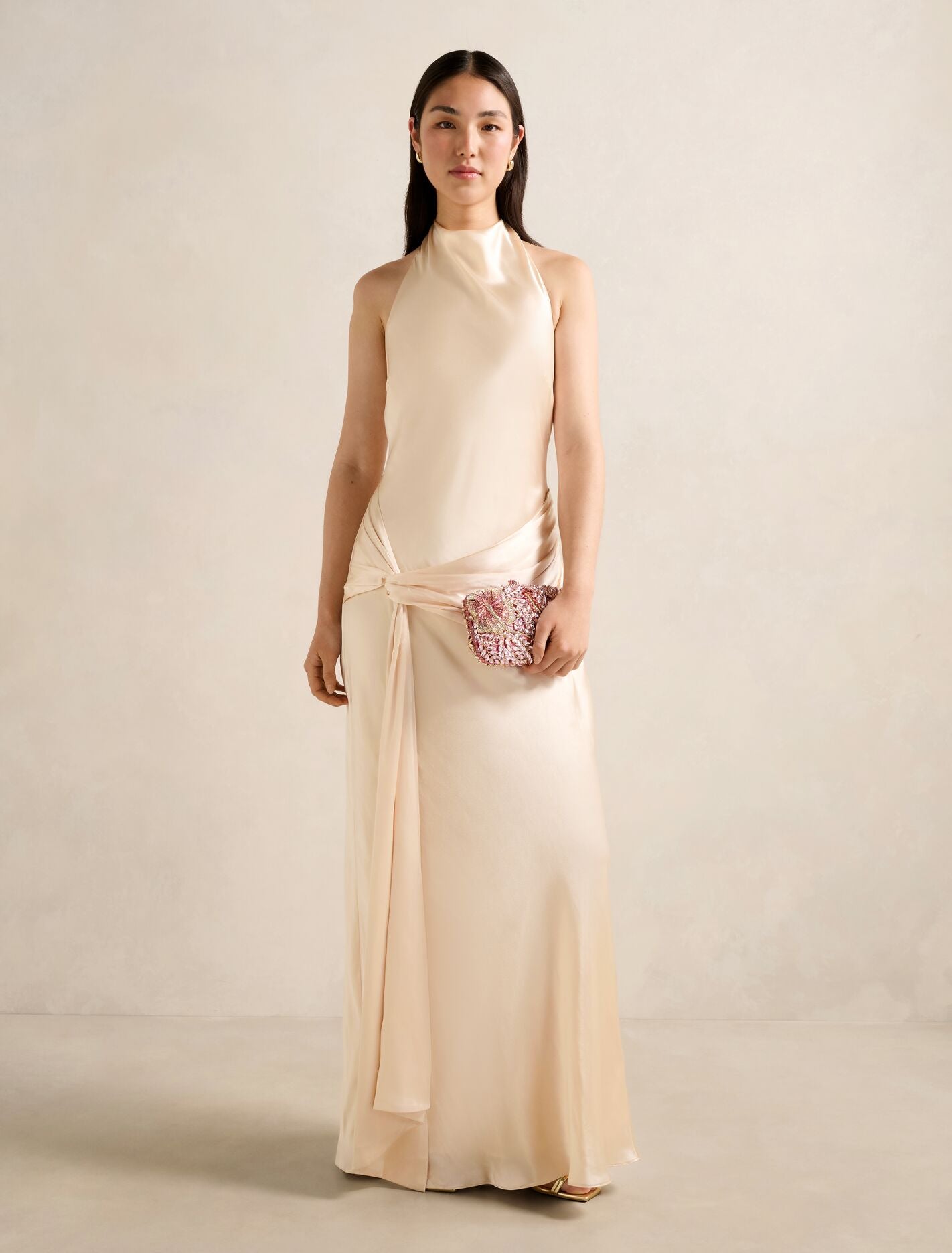 Abby Halter Satin Maxi Dress