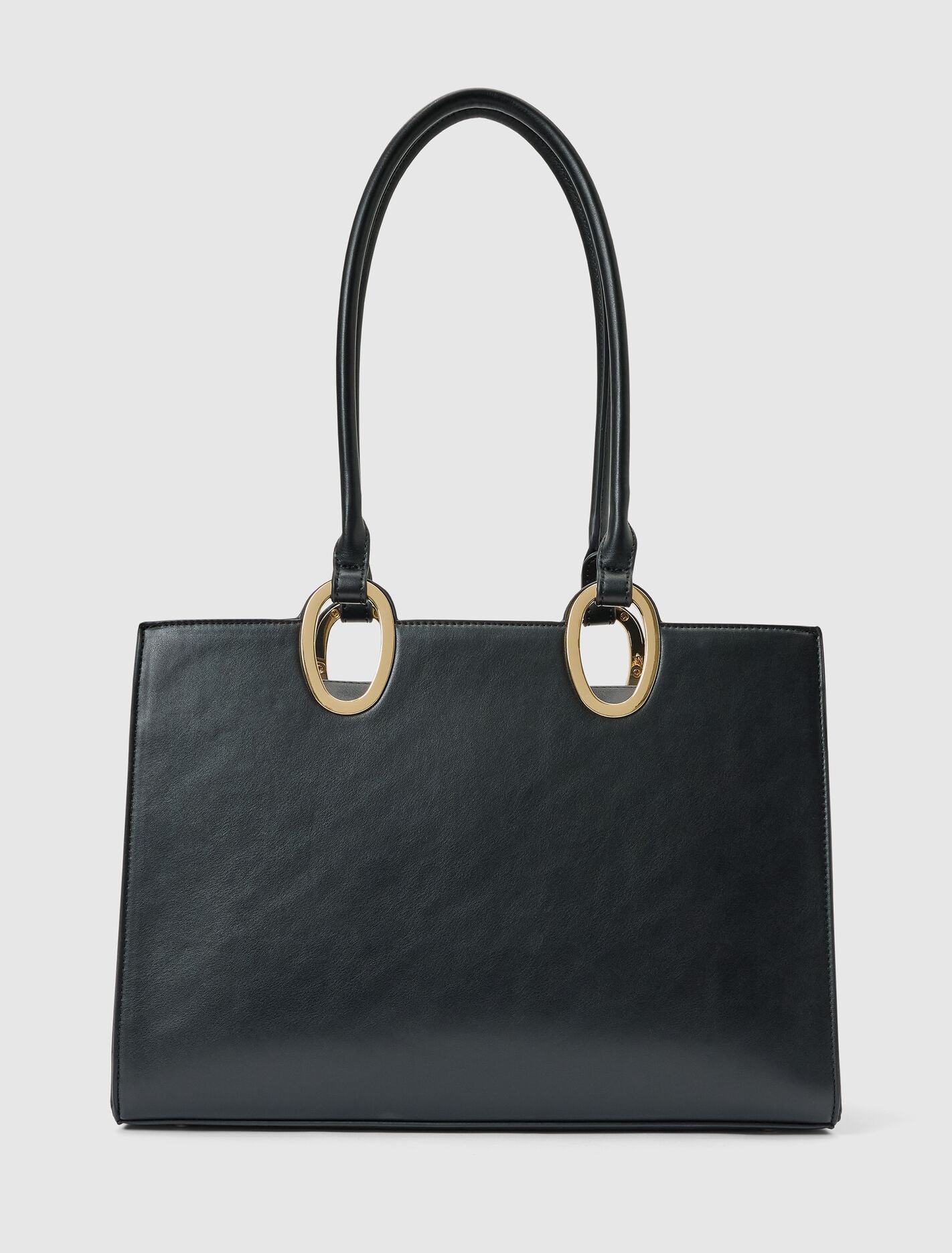 Sammi Oval Hardware Shoulder Tote Bag Black | Forever New