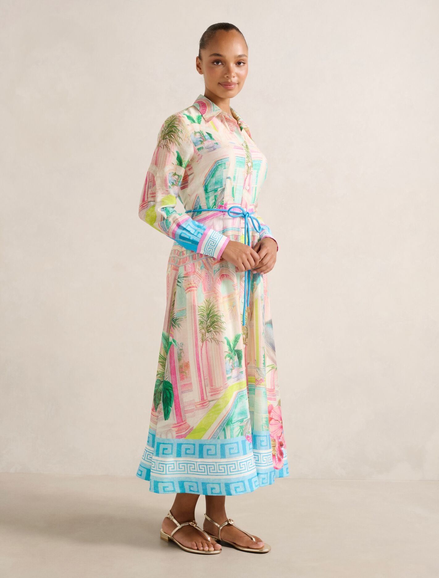 Abbey Printed Shirt Midi Dress Forever New