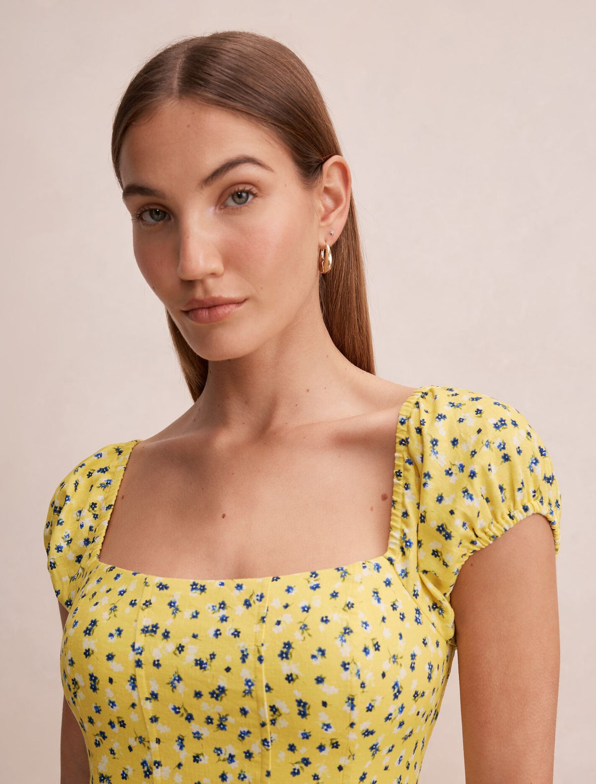 Sadie Cap Sleeve Linen Midi Dress