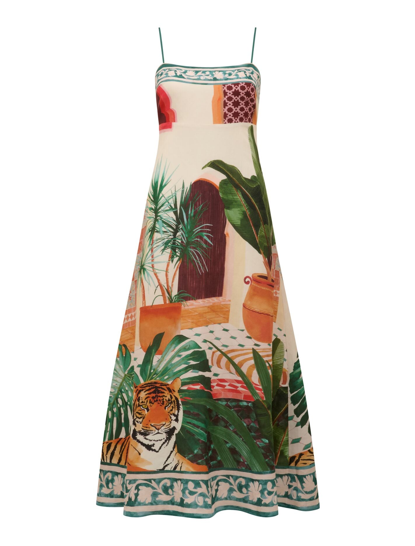 Bianca Printed Linen Midi Dress