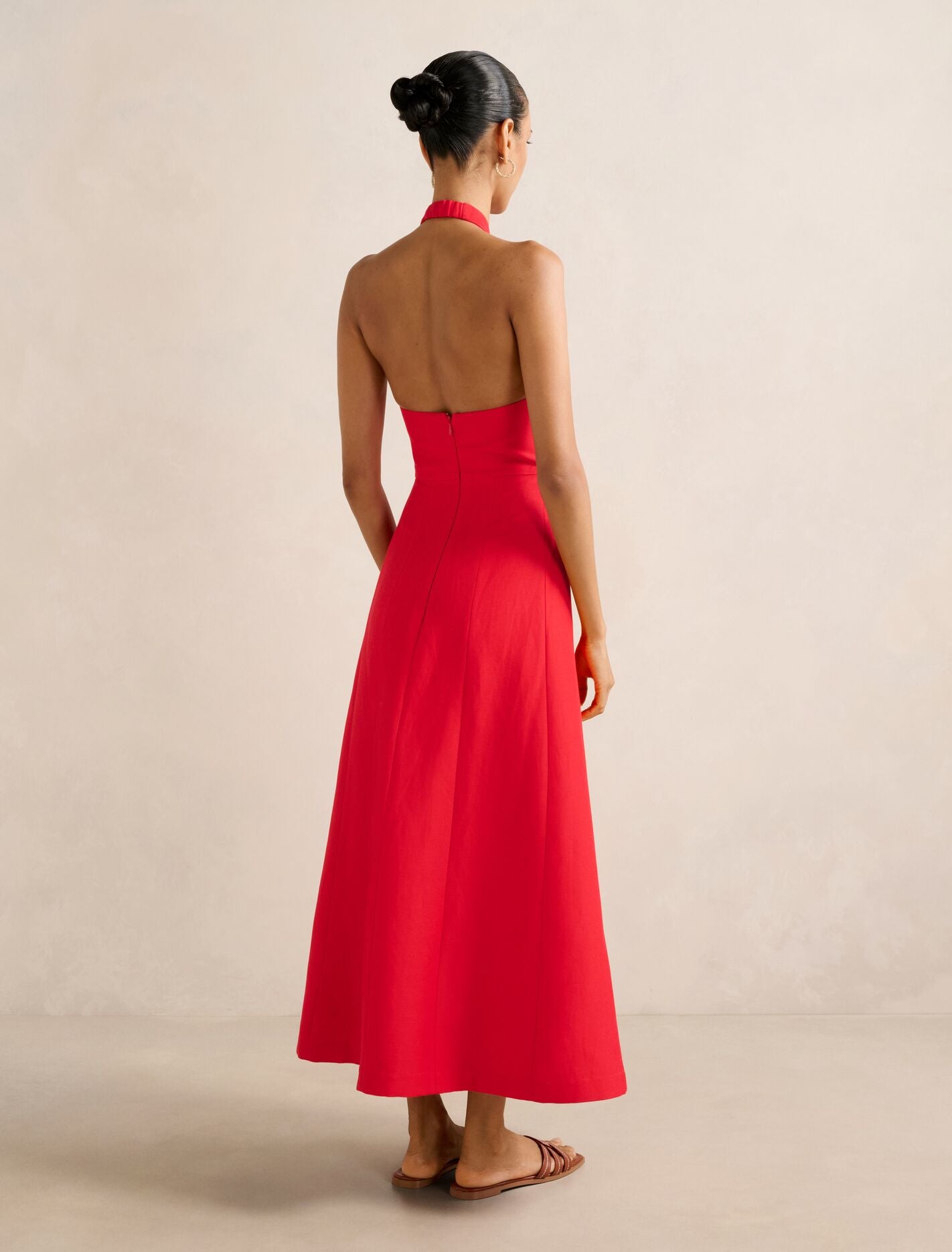 Angie Petite Hardware Linen Midi Dress