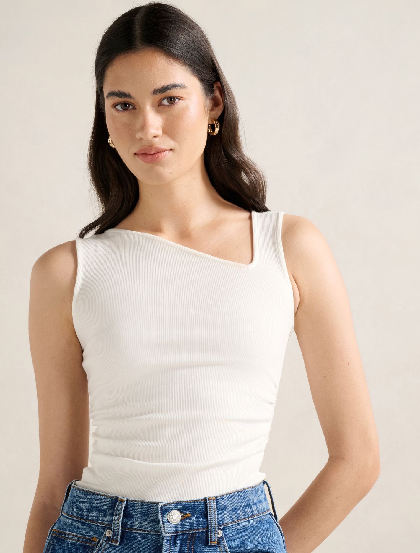 Fleur Asymm Neck Tank Top