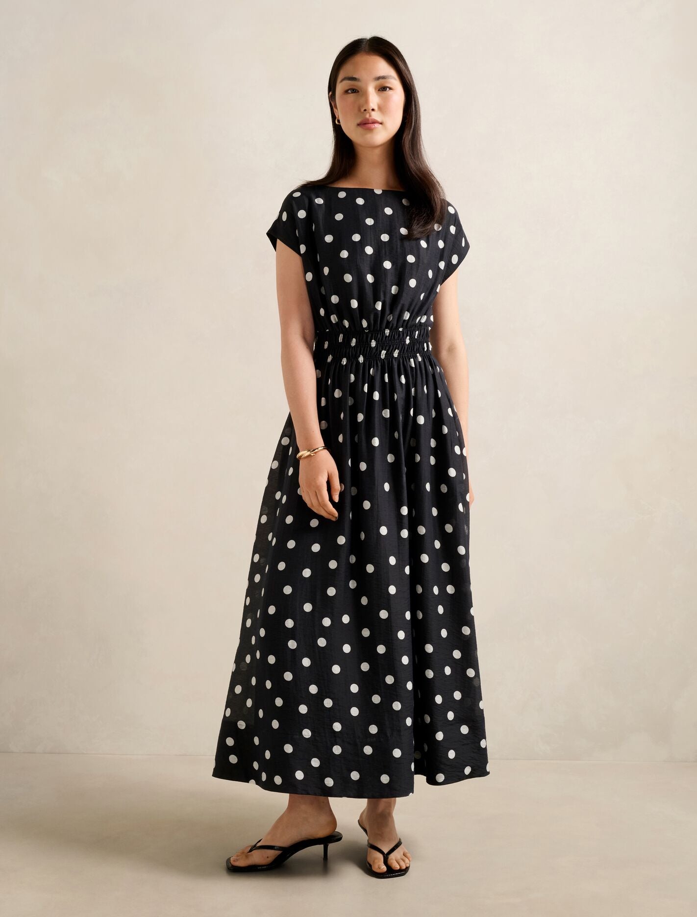 Callie Elastic Waist Midi Dress Darby Spot Forever New