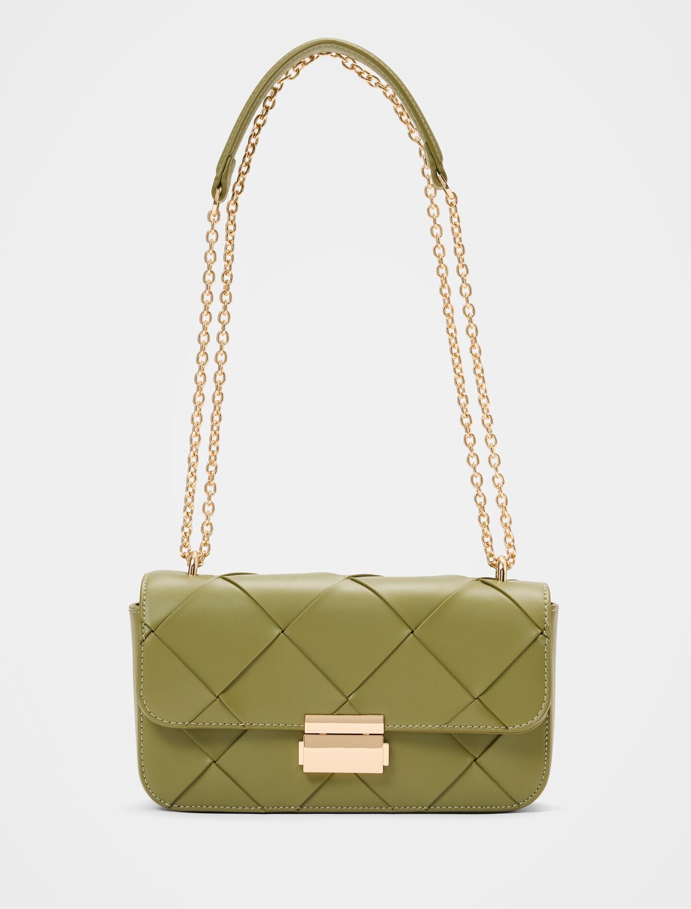 Lulu Lattice Chain Bag Olive | Forever New