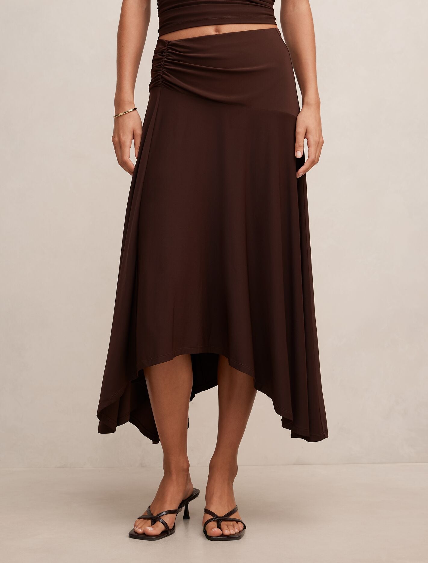 Ariel Godet Hanky Hem Skirt Bitter Chocolate Co-Ord Forever New